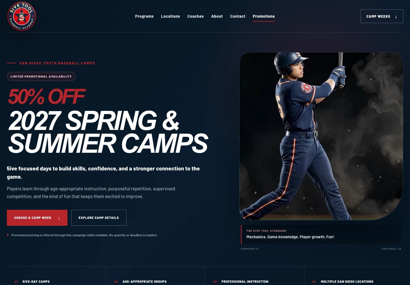 Actual 5ive Tool Promotions campaign with baseball player video